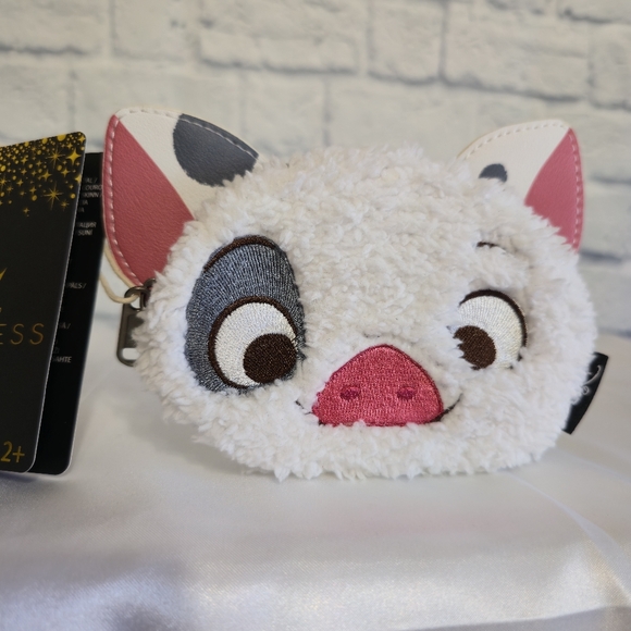 Loungefly Pua Moana Pig Sidekick Fuzzy Disney Princess Coin Pouch Wallet New - Picture 2 of 16